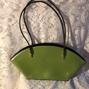 Beijo chartreuse patent Leather fan shaped bag